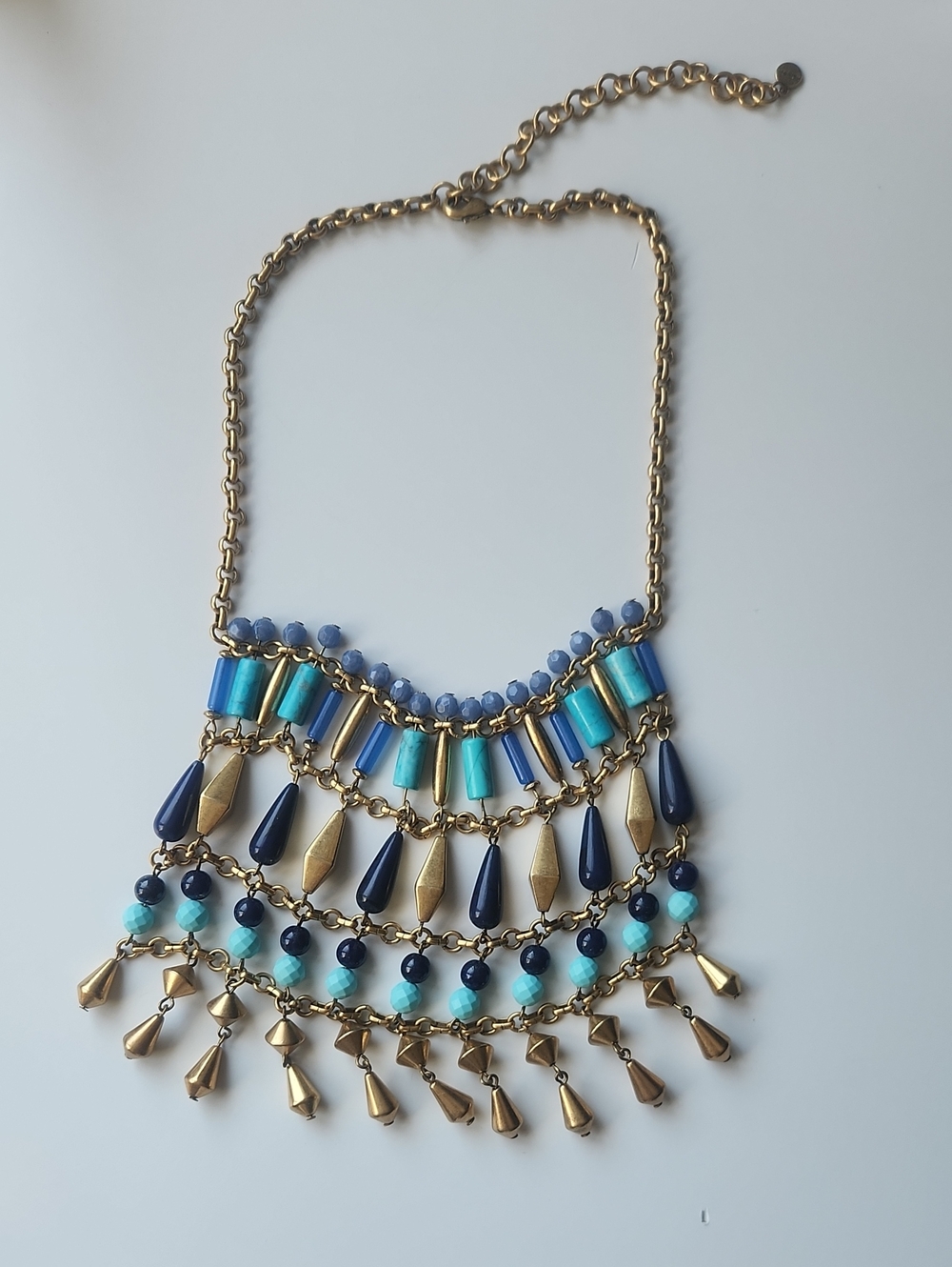 Gold and Blue Multi-Strand Necklace